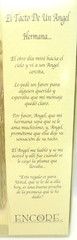 Encore El Tacto De Un Angel Poem HERMANA Sister Feather Ornament Meaningful Gift