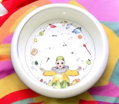 Suisse Langenthal Child’s Bowl-Girl Clown Juggling-Folk Art Switzerland 6.75″