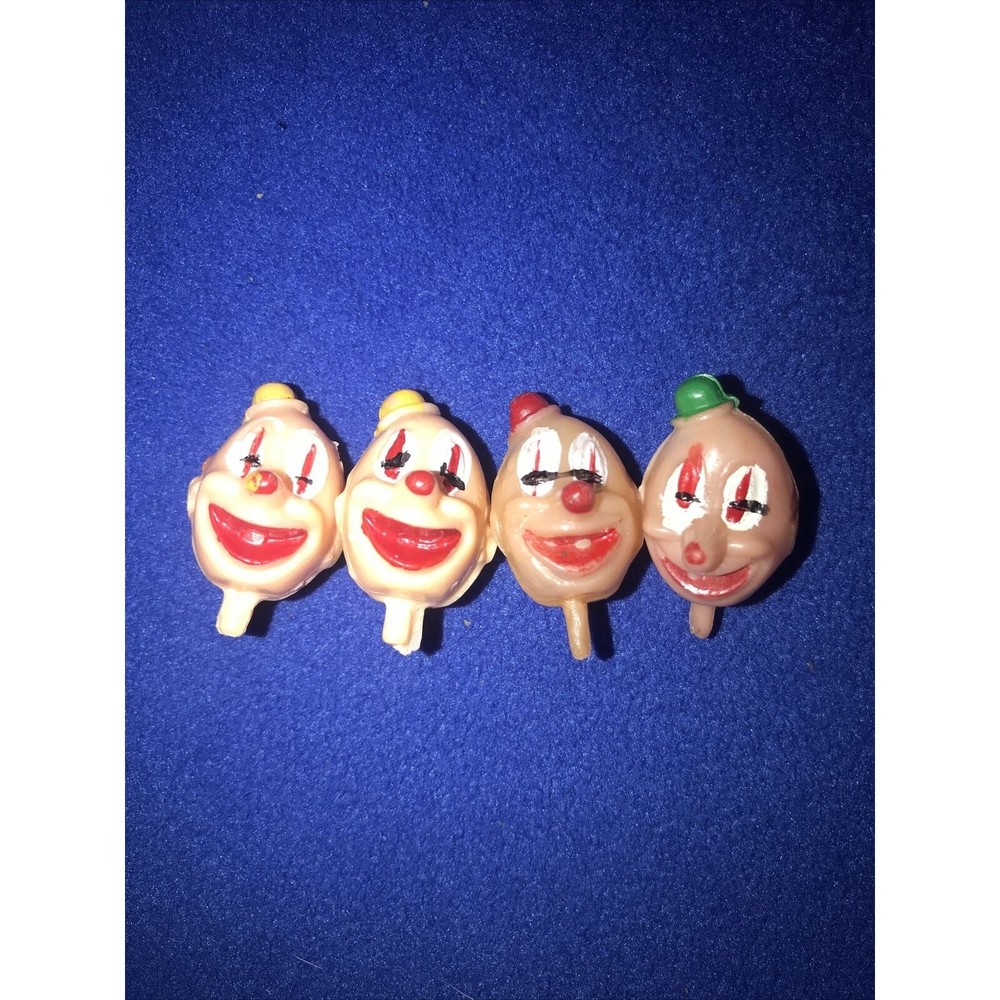 Unbranded Clown Heads Multicolor Plastic Cake Toppers Set of 4