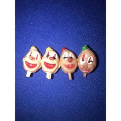 Unbranded Clown Heads Multicolor Plastic Cake Toppers Set of 4