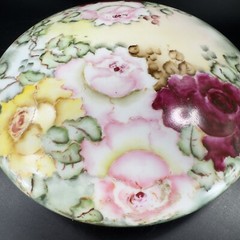 Vintage Limoges Porcelain Large Round Jar Box Hand Painted Container France Vtg