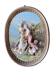 PAIR Vintage ITALIAN Empire 3-D Wall Plaques Rococo Made in Italy Victorian