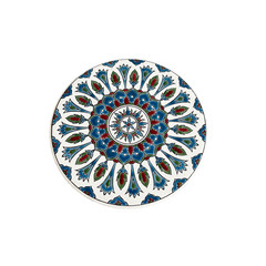 Nassos Keramik Ceramic Art Tile Coaster Hand Made Rodos Hellas Greece Round 6″