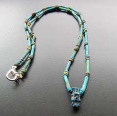 NILE Ancient Egyptian Bes Amulet Mummy Bead Necklace ca 300 BC