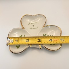 Arklow Shamrock Three Leaf Trinket Dish Tray Gold Trim Made in Ireland