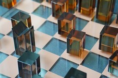 Minimalistic Brown & Black Crystal Chess Set | Architectural Design Chess Set