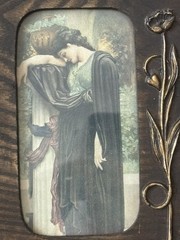 Antique Art Nouveau Wall Plaque Carved Wood Frame
