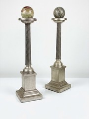 Grand Tour Neoclassical Carved Water Giltwood Columns With Marble Spheres – A Pa