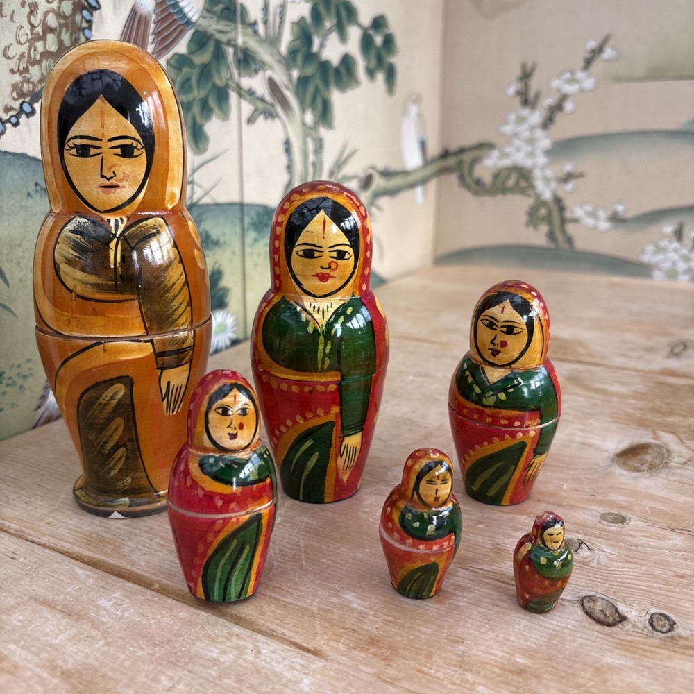 Matryoshka Nesting Doll Women in traditional costumes Set of 6 Made in India