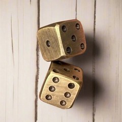 Dice Solid Brass With Antique Finish and Rounded Corners (Set Of 2)
