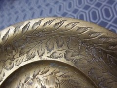 Estate Antiqu 1909? Edwardian BRASS pedestal DISH pillar CANDLE HOLDER old INDIA