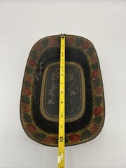 Victorian Antique Toleware Hand Painted Metal Tray & Bowl • Fruit/Foliage
