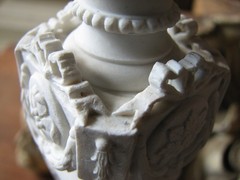 WEDGWOOD 19 C. XRARE VERY ELABORATE PARIAN WITH TROPHIES CANDLESTICK LOOK