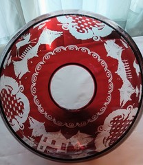 EGERMANN DEER & CASTLE RED CLASSIC CRYSTAL BOWL