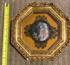 Pair of Decorative Ornate Neoclassical Greek Roman Style Wall Hangings Framed