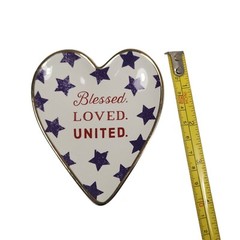 Demdaco Art Hearts “Blessed Loved United” Ceramic 4″ Trinket Dish