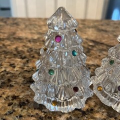 LENOX LEAD CRYSTAL CHRISTMAS TREE LENOX GERMANY SALT & PEPPER SHAKERS