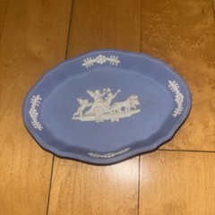 Vintage Blue Jasperware Wedgwood Small Dish White design with Cherubs 4.5”