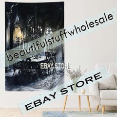 Gothic Chandelier Table Scene Wall Hanging Tapestry witchcraft decor 39X59 in