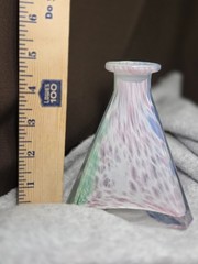Vintage Hand Blown Art Glass Perfume Bottle Triangular Prism Multicolor