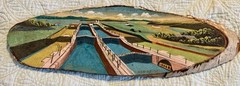 Panama Canal Wall Wood Slice Lot of 5 Decor 3D Relief Carved Painted Scenes