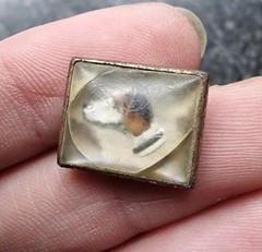 Painted Dog Cufflink Essex Crystal / Reverse Intaglio Metal Detecting Find