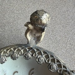 Antique Small Raised Meissen Bowl In Bronze Setting Footed 3 Cherubs 5″ Stunning