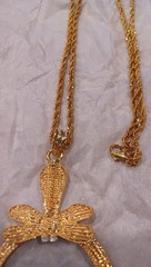 Vintage MAGNIFYING GLASS Pendant NECKLACE Dragonfly GoldTONE QVC
