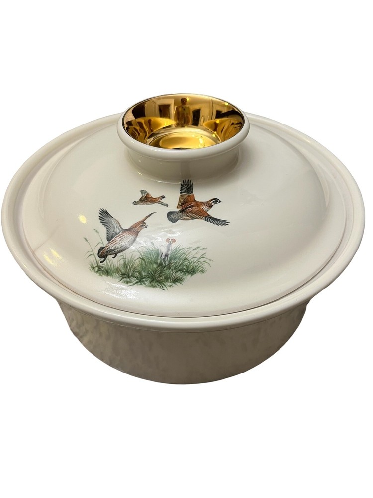 Vintage Crown Staffordshire Round Tureen Bowl Pheasants Grouse Bird Unbranded