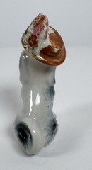 Pico NY Vintage Collectible Porcelain Grey & Black Poodle Figurine Hat w/Flowers
