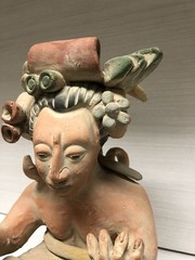 Antique Pre-Columbian Maya Mexican Red Clay Terracotta Pottery Figurine 9”