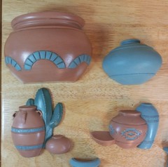 VTG 8pc 1990s Burwood Southwest Western Wall Art Decor Pockets Pots Cactus EUC