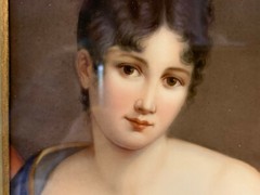 Antique Painted Plaque of Juliette Recamier Framed After Francois Gerard