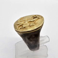 300 BC Ancient Roman Greek High Carat GOLD Silver Ring Erotic Motive Artifact
