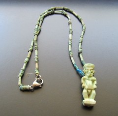NILE Ancient Egyptian Pataikos Amulet Mummy Bead Necklace ca 300 BC