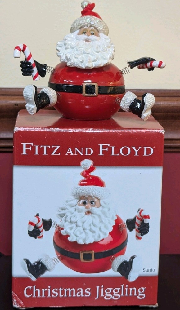 Jiggling Santa Fitz & Floyd Gift Gallery Christmas Bobblehead Ceramic Figurine