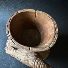 VINTAGE HAND CARVED WOODEN BIRD MATCH TOOTHPICK HOLDER MADE IN SWITZERLAND