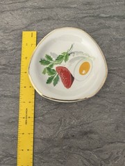 Vintage Hispania Porcelain Trinket Dish Plate Egg Tomato Parsley Mint Sprig