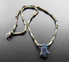 NILE Ancient Egyptian Lotus Amulet Mummy Bead Necklace ca 600 BC