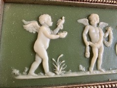 Jasperware Relief Plaque Sage Green Wedgewood Antique 4 Cherubs