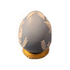 Franklin Mint Treasury Of Eggs Blue Parian-Style Porcelain Egg with Stand 1988