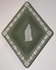 Vintage Wedgwood Jasperware Green Diamond Shaped Trinket Dish