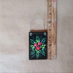 Set Of 2 Folk Art Hand Painted Decorative Wood Wall Hanging Floral Motif