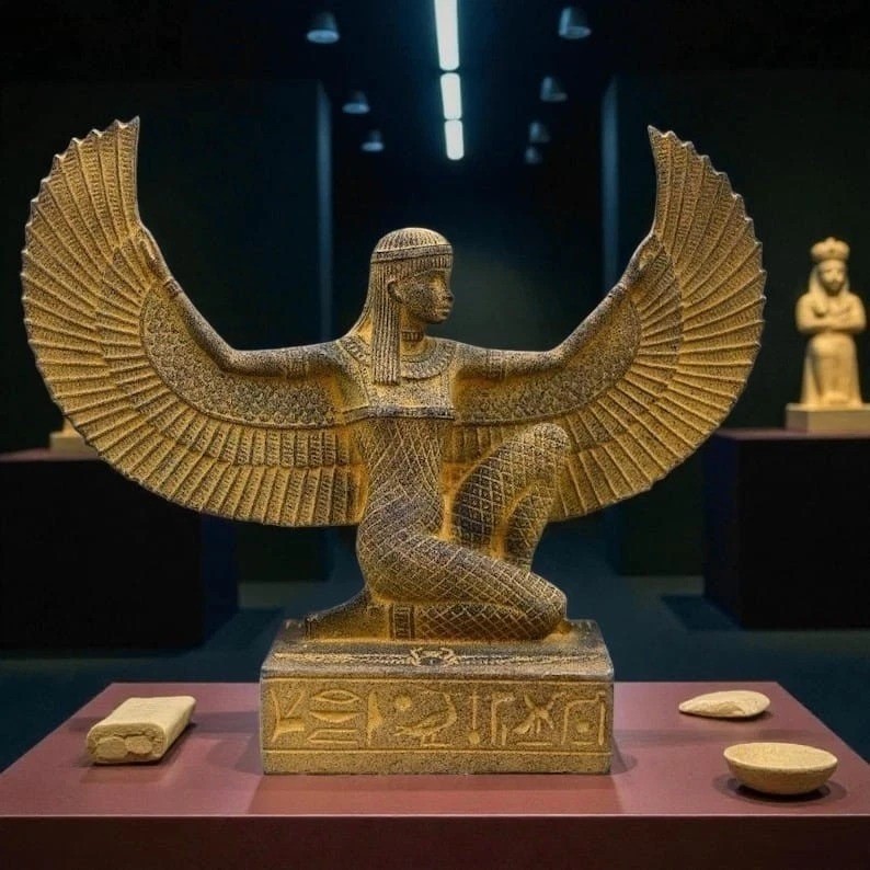Ancient Egyptian Artifacts RARE AUTHENTIC WINGED STATUE Of Egyptian Goddess Isis