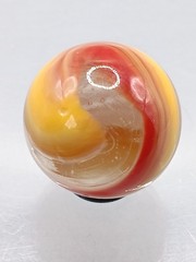 .76″ Akro Corkscrew Popeye Red, Yellow, White, Clear Shooter Marble- #CE138