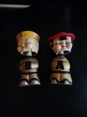 Vintage CDGC Pair of Asian Female Male Mandarin Bobbleheads – Japan