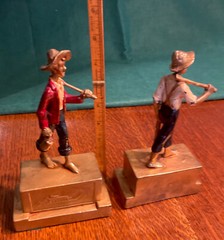 Antique Mark Twain’s Riverboat Rapscallions Tom&Huck Armor Bronze Clad Bookends
