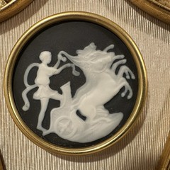 Vtg LIMOGES CAMEO 2 Greco Roman Florentine Gold Frame SUNGOTT ART STUDIOS France