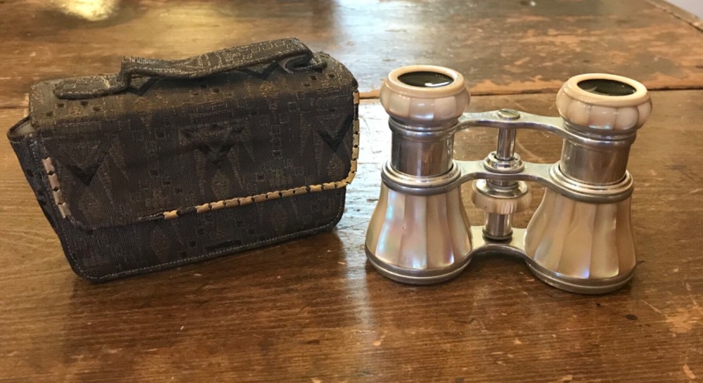 Antique Edwardian LEMAIRE PARIS MOTHER OF PEARL OPERA GLASSES & CASE