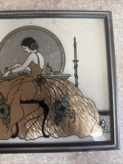 Art Nouveau Style Vintage Butterfly Wing Effects on Glass Picture – Bx